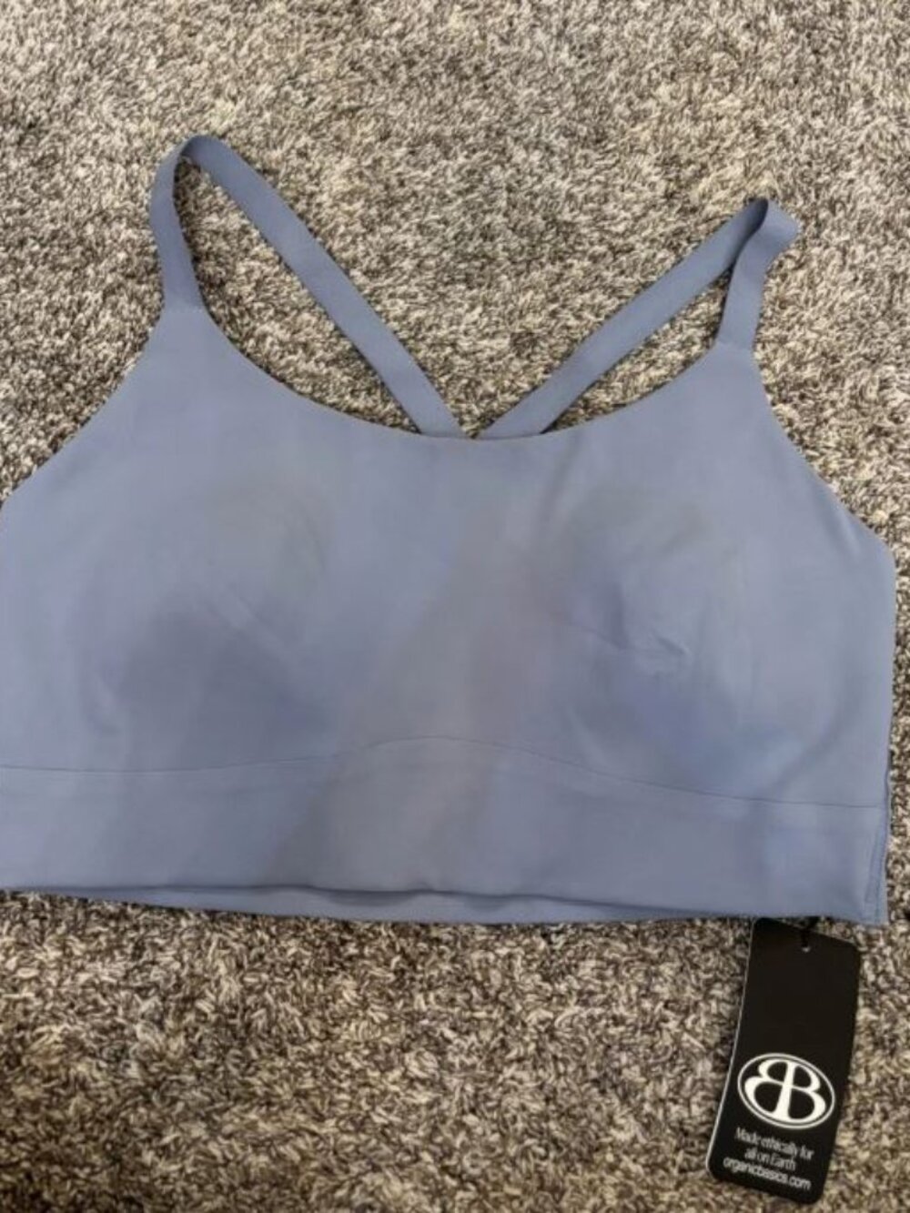 Organic Basics Misty Blue Molded Cup Active Cross Back Sports bra